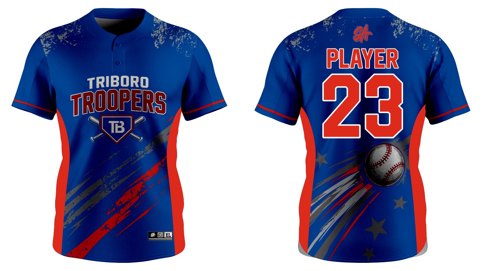 Triboro Troopers 8U custom uniforms by Slugger Athletics